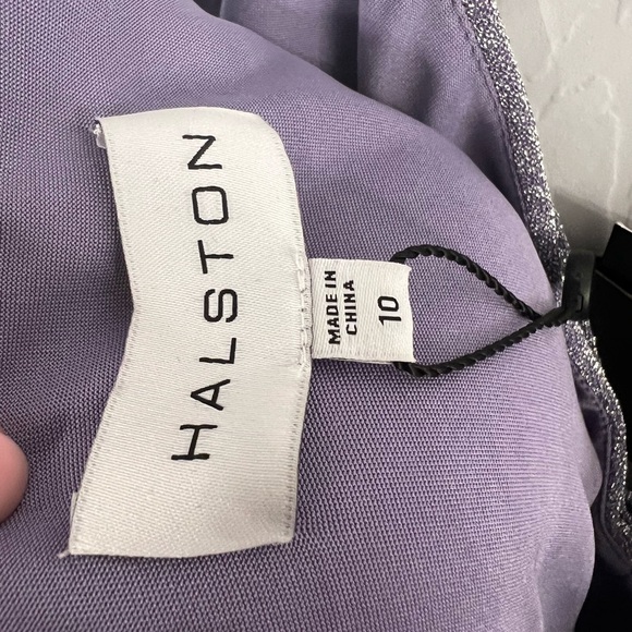 NWT $695 Halston Maycee Pleated Shimmer Jersey Gown Amethyst 10 - Picture 7 of 11